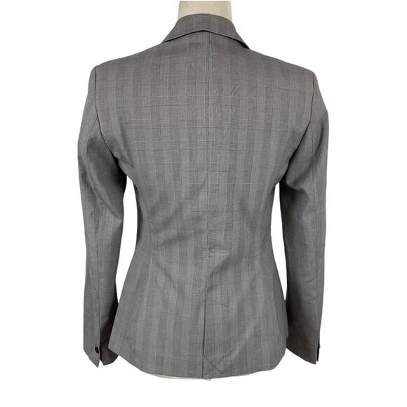 Zara Office Siren Fitted Single Breasted Check Plaid Blazer Size 4 Career Gray - Picture 10 of 16